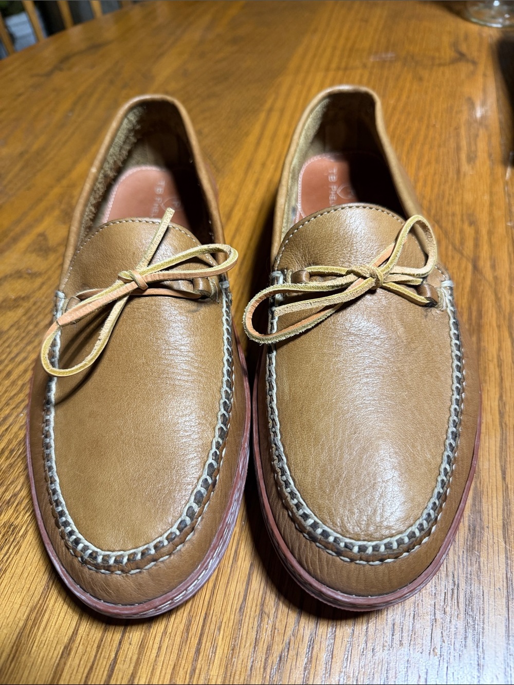 Men's Tan Leather Moc Toe Slip-On Loafers by TB Phelps